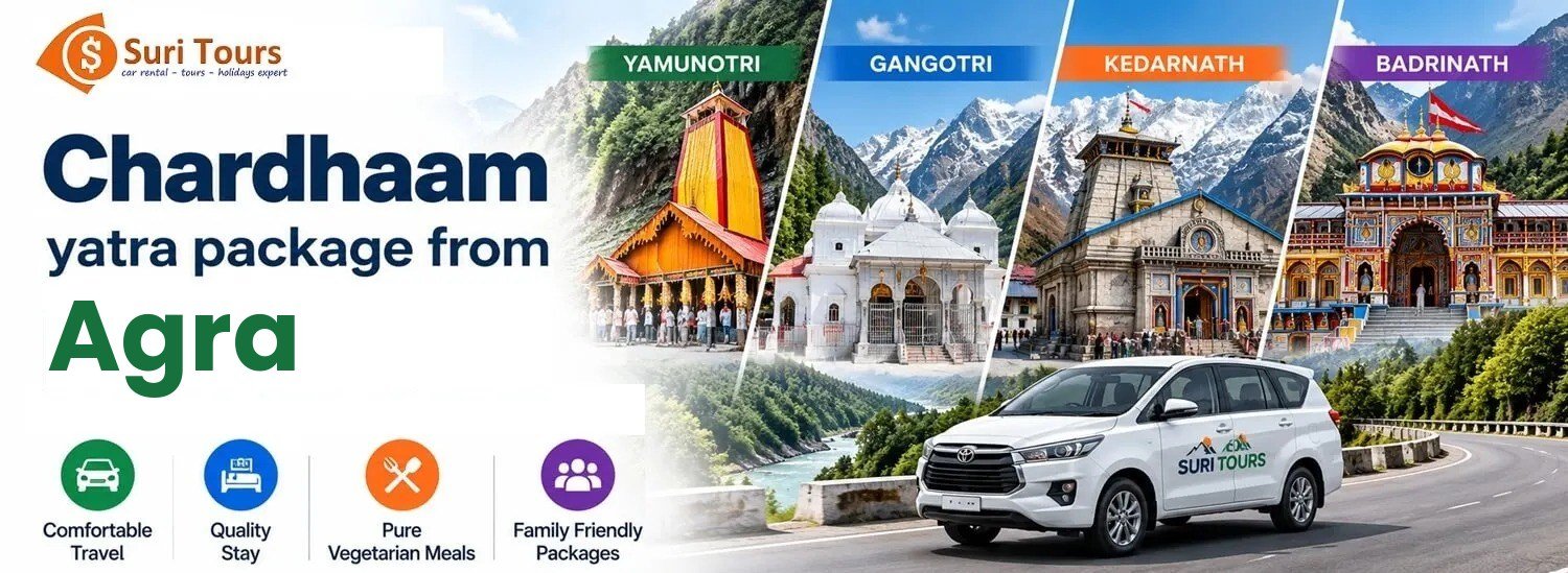 Chardham Yatra package from Agra — Yamunotri, Gangotri, Kedarnath, Badrinath with comfortable travel, quality stay, pure veg meals