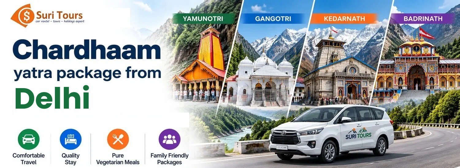 Chardham Yatra package from Delhi — Yamunotri, Gangotri, Kedarnath, Badrinath with comfortable travel, quality stay, pure veg meals