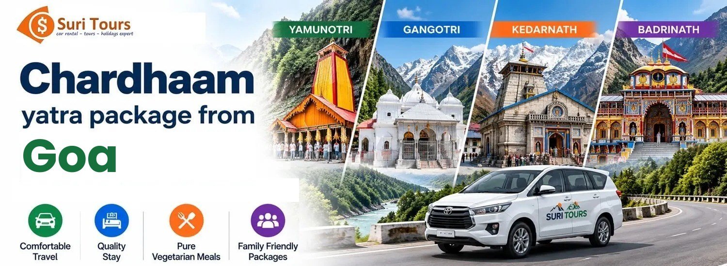 Chardham Yatra package from Goa — Yamunotri, Gangotri, Kedarnath, Badrinath with comfortable travel, quality stay, pure veg meals