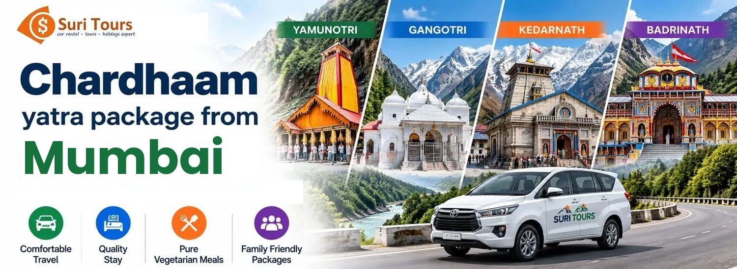Chardham Yatra package from Mumbai — Yamunotri, Gangotri, Kedarnath, Badrinath with comfortable travel, quality stay, pure veg meals