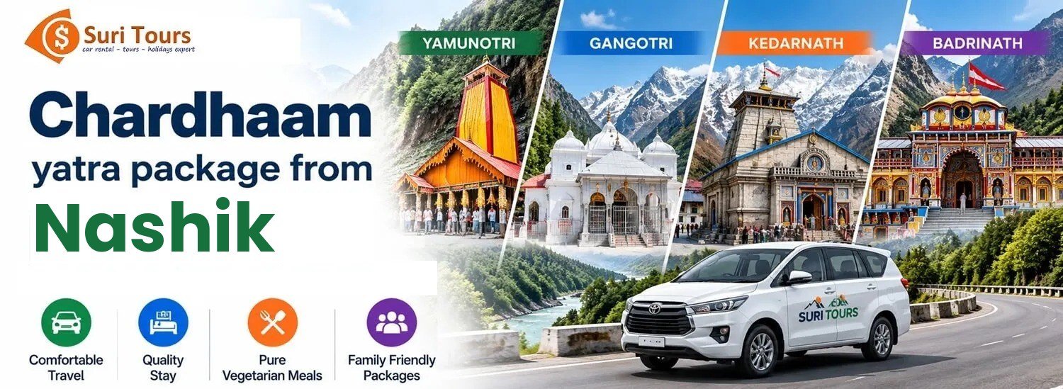 Chardham Yatra package from Nashik — Yamunotri, Gangotri, Kedarnath, Badrinath with comfortable travel, quality stay, pure veg meals