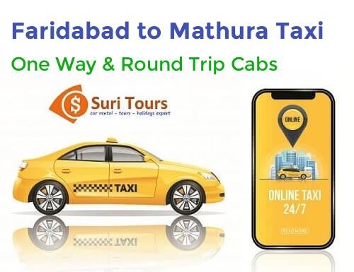 Faridabad to Mathura taxi — AC cab for one way and round trip