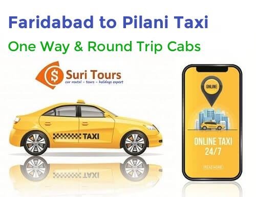 Faridabad to Pilani taxi — AC cab for one way and round trip